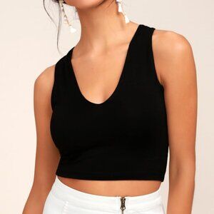 Lulus Basics Feel Like Dancing Black Crop Top - Size M - Like NEW!